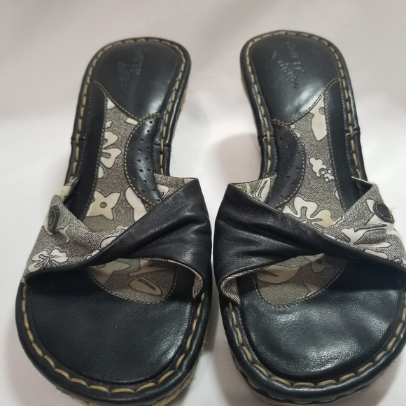 ✨ Born Leather / Floral Wedge Espadrilles Sa… - Picture 6 of 12